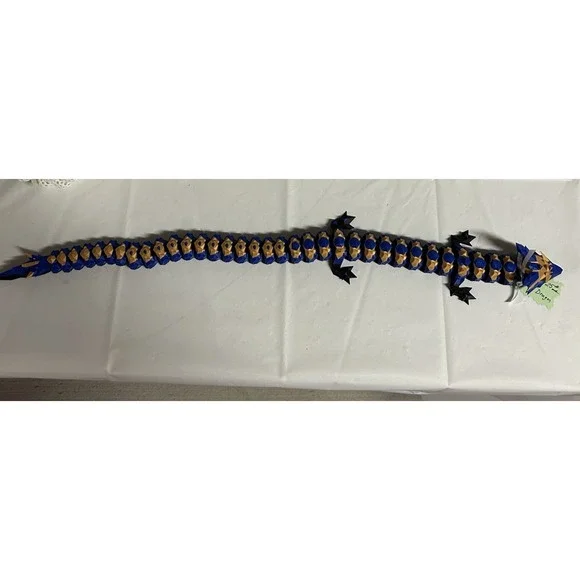 3D Printed Fully Articulated Dragon Blue Gold Fidget Toys Home Office Decor 24 " - Picture 5 of 7